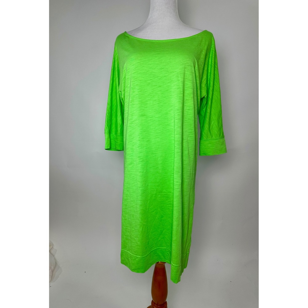 Lilly Pulitzer Lime Green Pima Cotton Shift Dress Halloween 3/4 Sleeve M - Picture 2 of 9